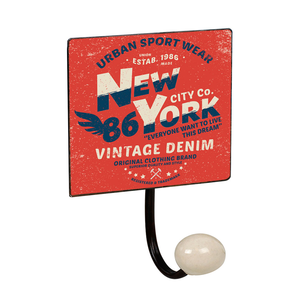 Percha Pared - 1 Pomo Porcelana New York 4