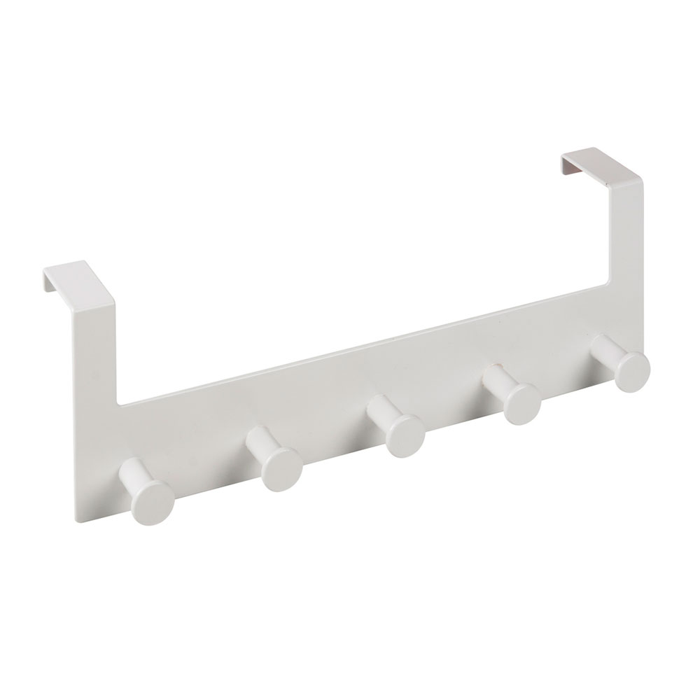 Percha Sobrepuerta - 5 Ganchos Inox Blanco
