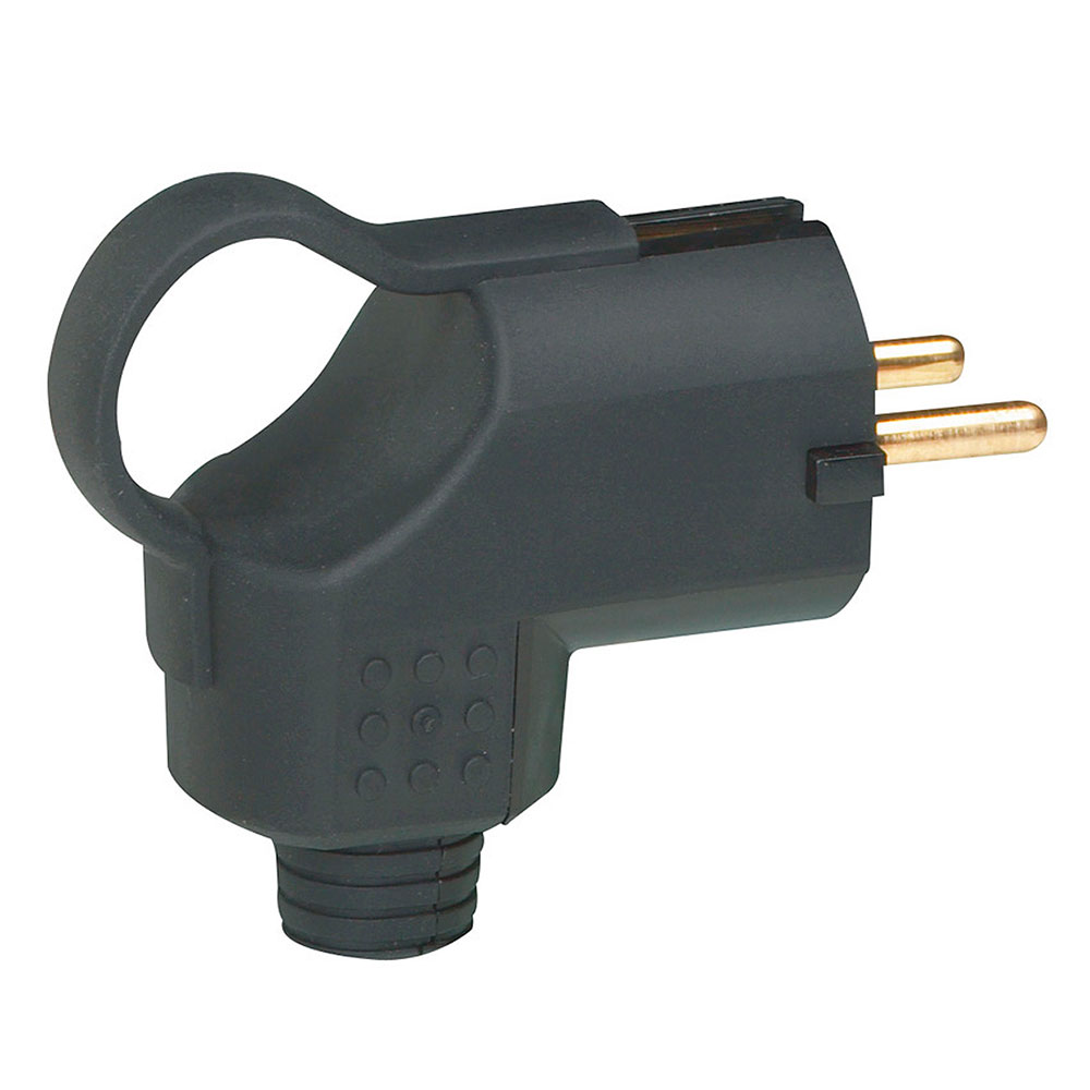 Clavija S/Lat con Anillo Tirador Negra 2p+T 16a