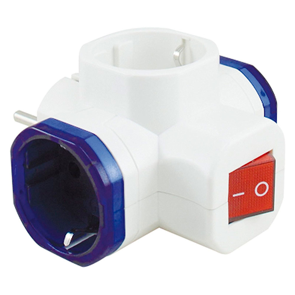 Base de enchufe 3 tomas con interruptor Blanco