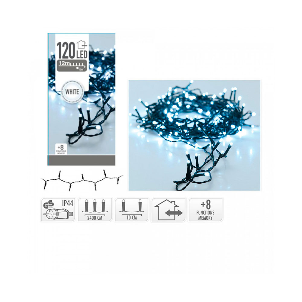 Guirnalda 120 Leds de Ext-Int Blanco 12 m