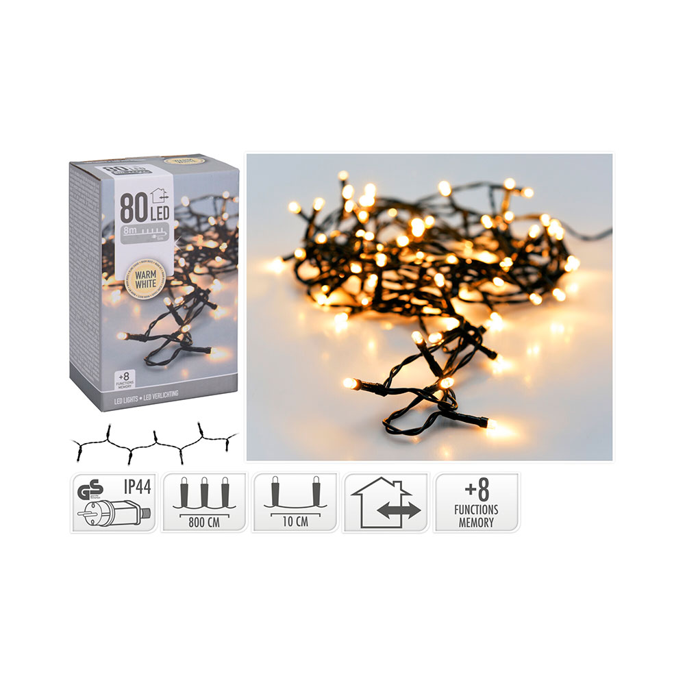 Guirnalda 80 Leds de Ext-Int Blanco Cálido