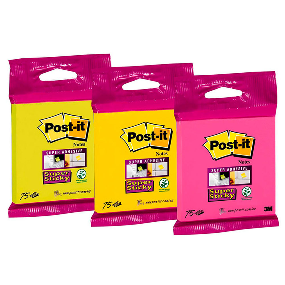 Bloc de Notas Colores Amarillo/Verde/Rosa 76 X 76mm