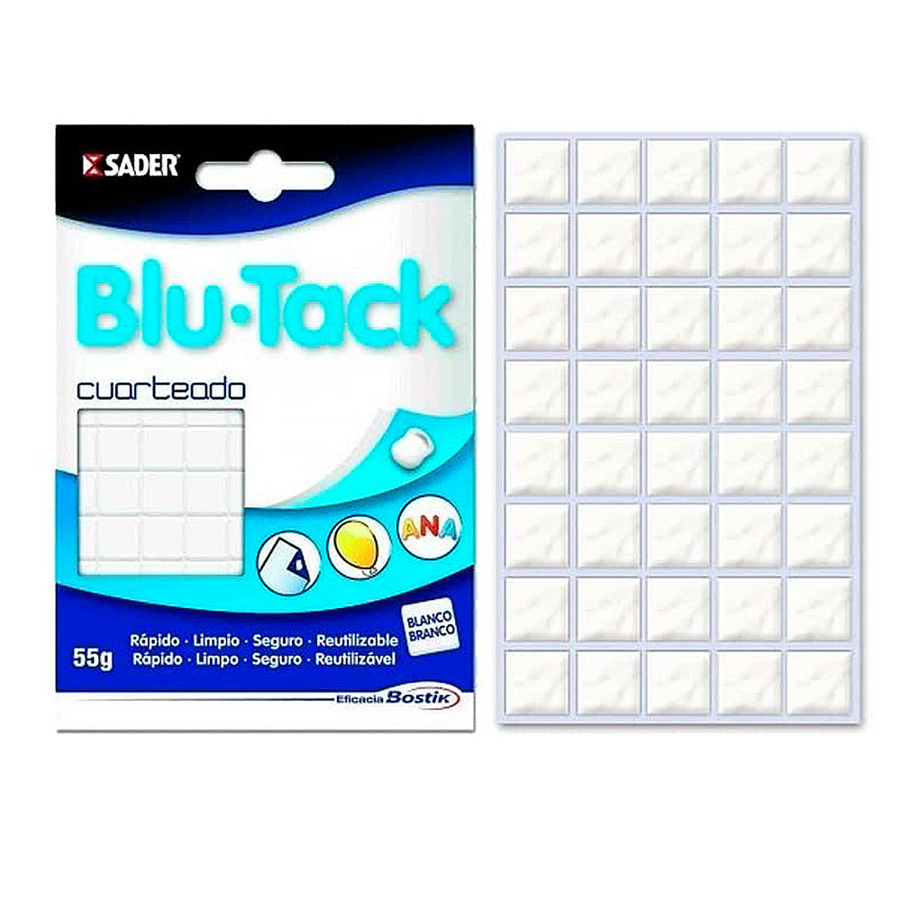 Adhesivo Blu Tack Cuarteado Blanco