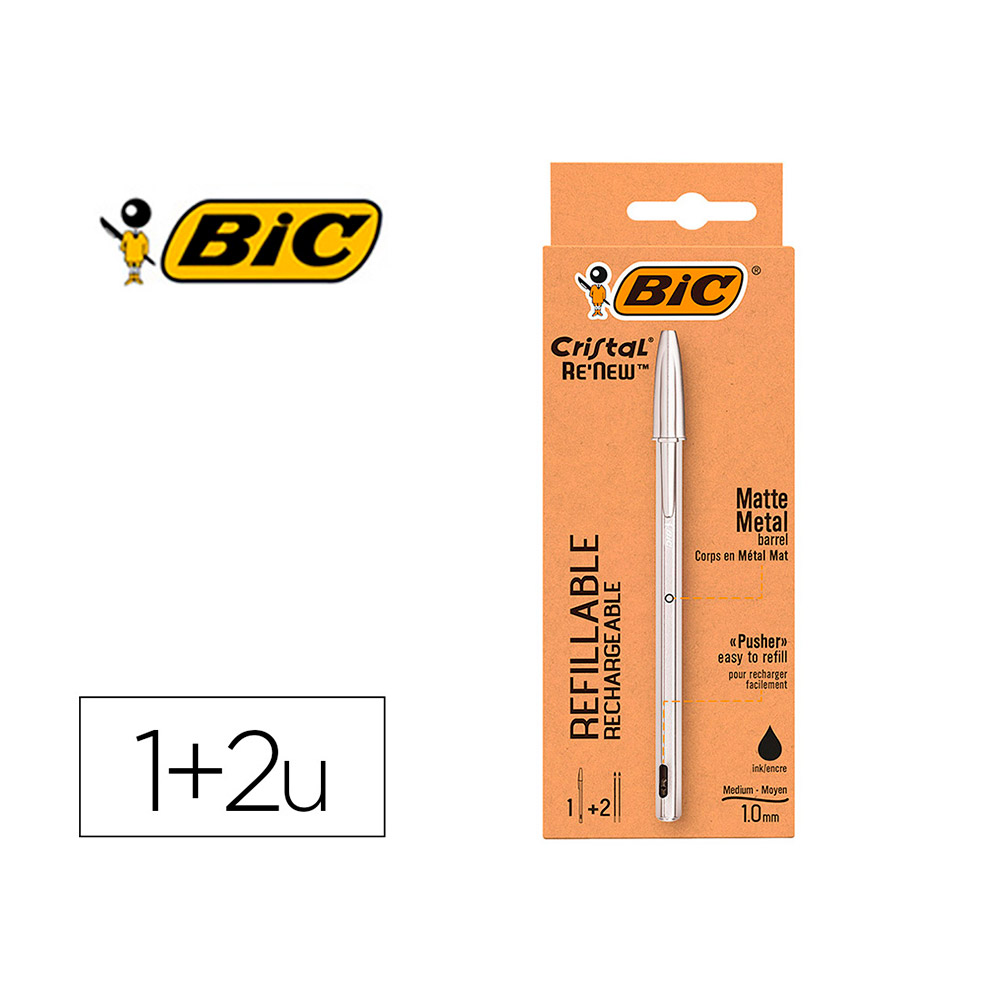 Bolígrafo Renew Negro Metálico+Recargas