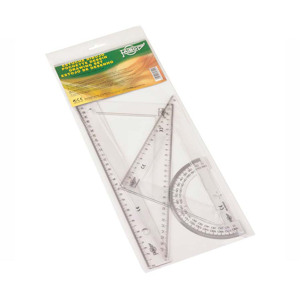 Bolsa Estuche Regla + Escuadra + Cartabón + Transportador