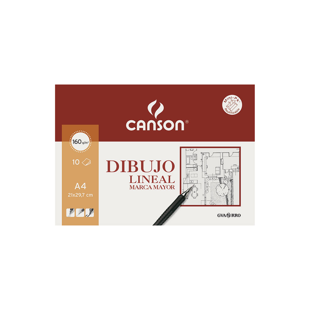 Lámina GUARRO-CANSON Dibujo Basik 130g Mini-Pack de 10h A4+Recuadro