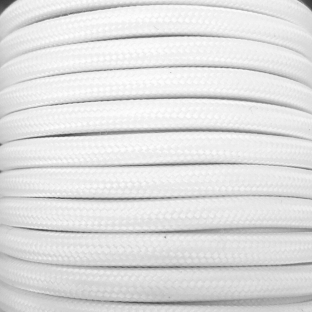 Cable Decorativo Textil 2x0,75 Blanco Sintético Rollo de 25m