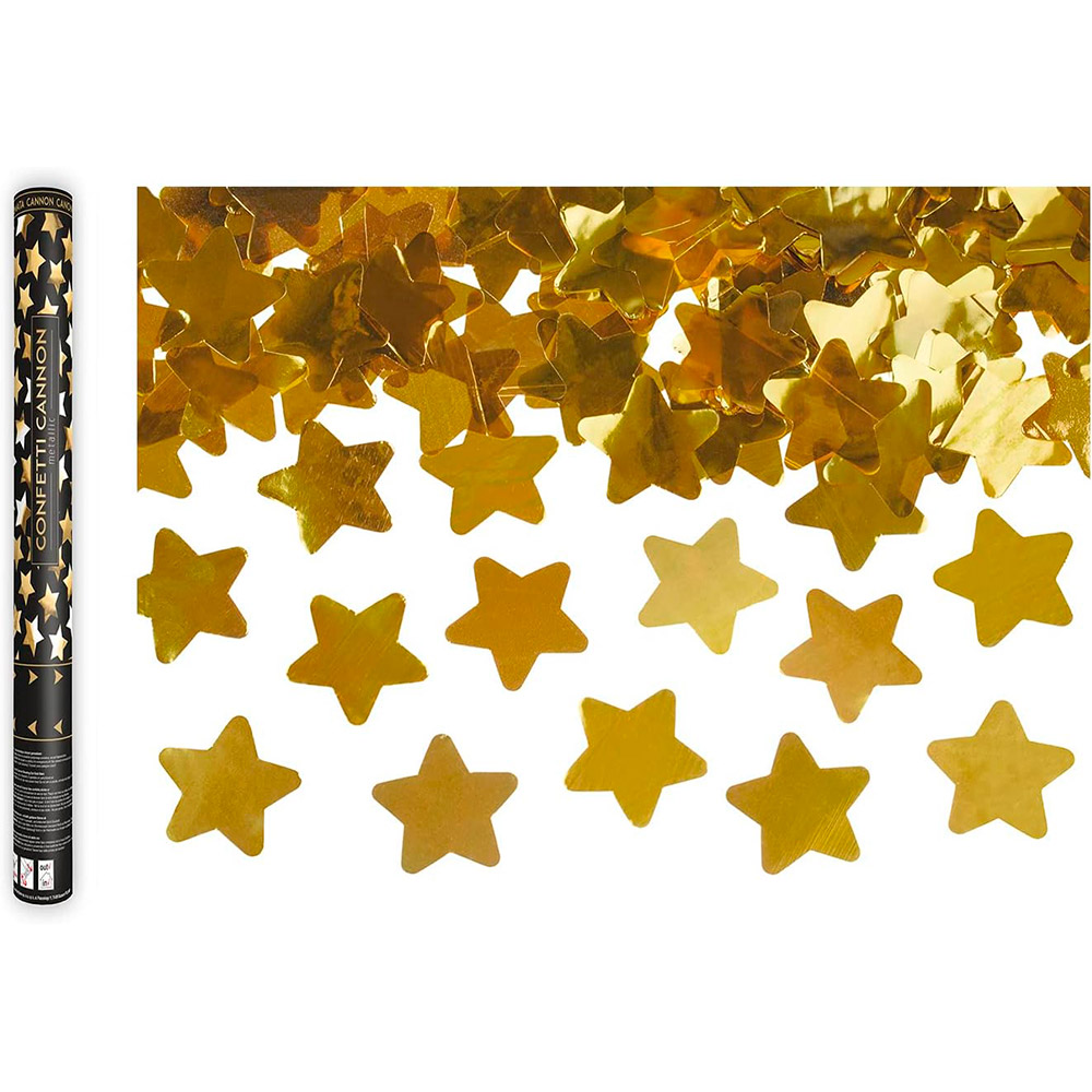 Cañón Confeti Estrellas Oro 40 cm