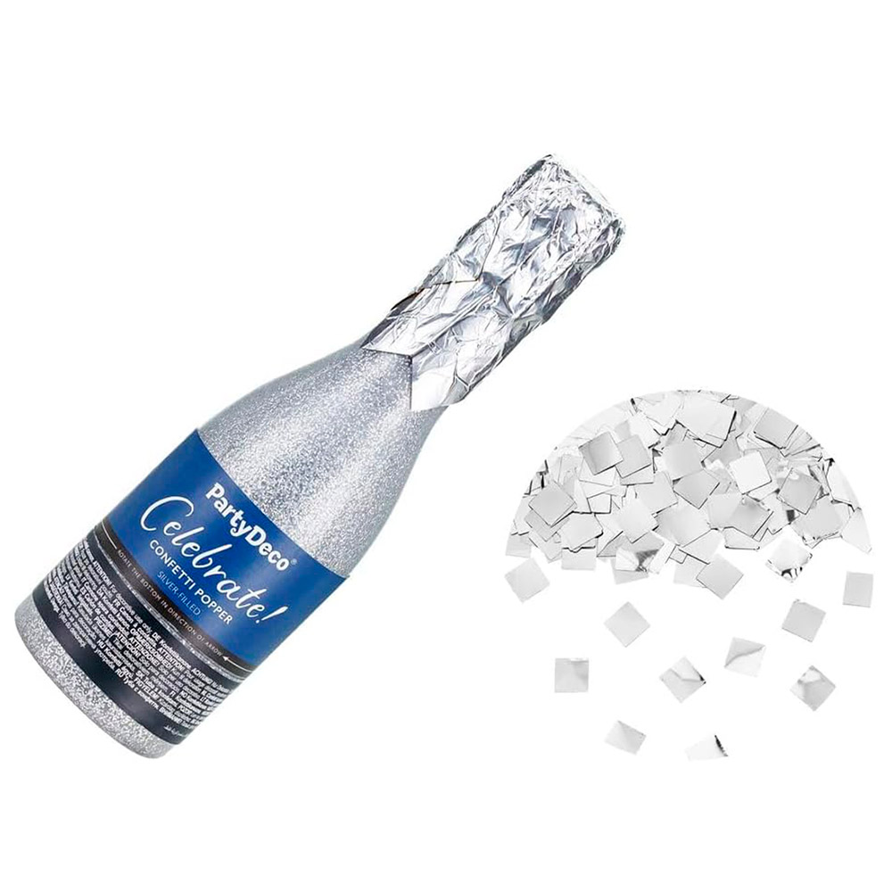 Cañón de Confeti Champagne Plata 21 cm