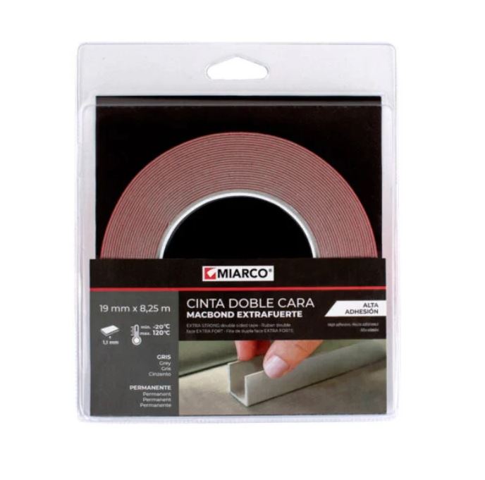 Cinta adhesiva Macbond 11g Extrafuerte Gris 19mmx8,25m