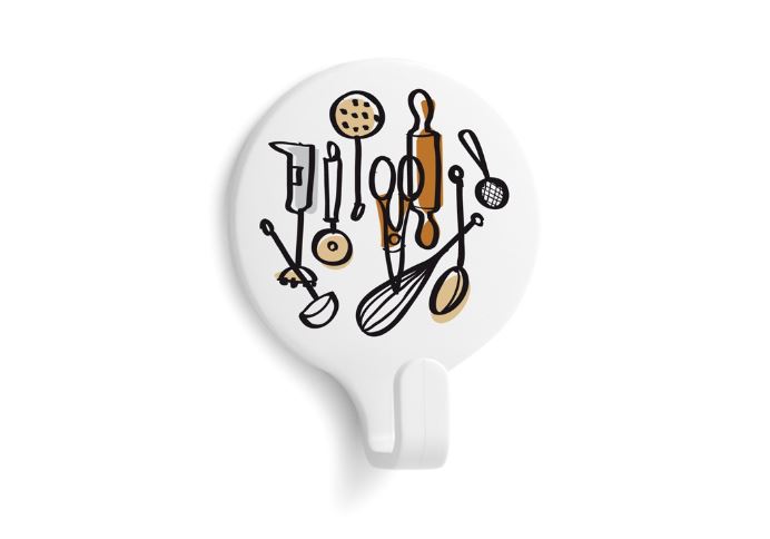 Colgador adhesivo circular decorado cocina 53 x 42 x 17 mm. (2u.)