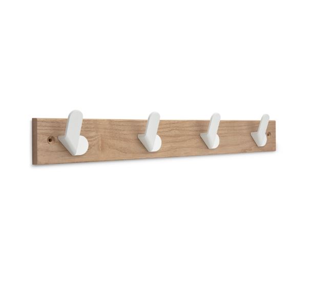 Colgador fresno nordik blanco con 4 ganchos 68 x 488 x 51 mm.