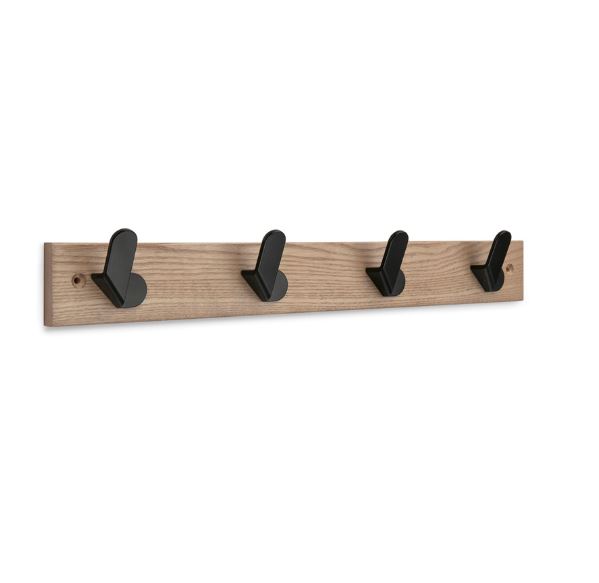 Colgador Fresno Nordik Negro con 4 Ganchos 68x488x51 mm.