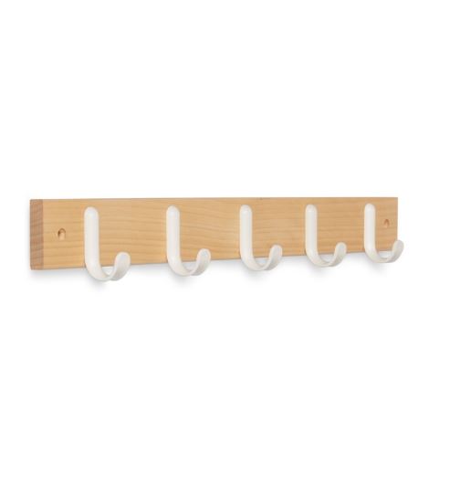Colgador arce con 5 ganchos blancos / arce 60 x 488 x 52 mm.