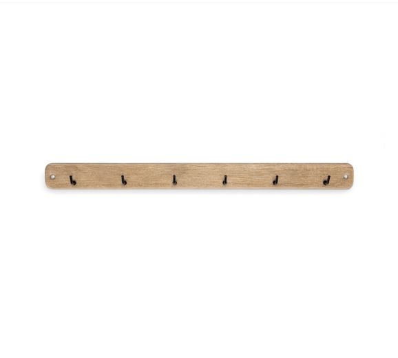 Colgador cocina 6 ganchos nogal americano 32 x 370 x 30 mm.