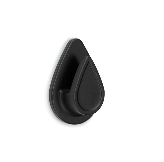 Colgador adhesivo resistente al agua Gota negro mate 52 x 38 x 16 mm.
