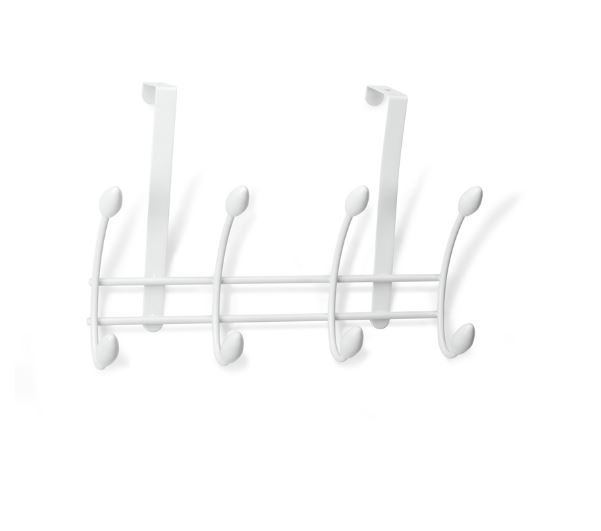 Colgador sobrepuerta blanco 4 ganchos dobles 208 x 306 x 109 mm.