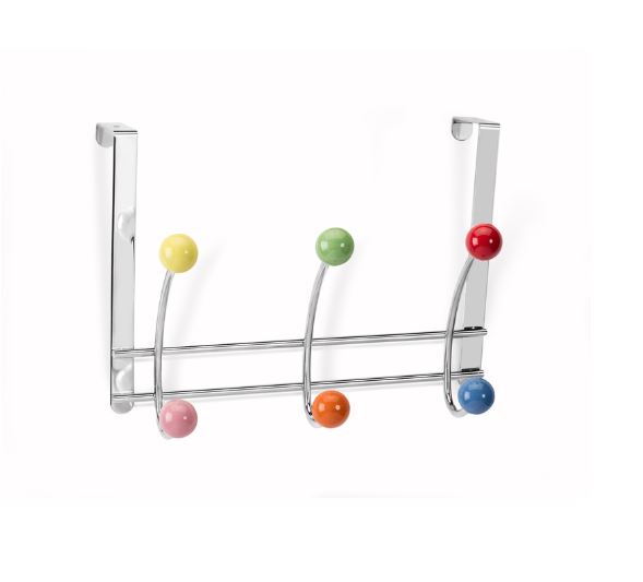 Colgador sobrepuerta colores 3 ganchos dobles 197 x 270 x 110 mm.