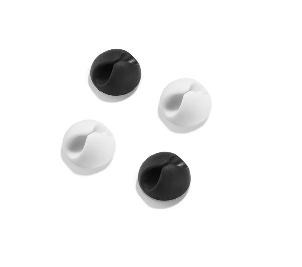 Clip Adhesivo Blanco-Negro Fijación de Cables (6u.)