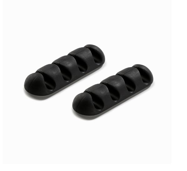 Clip Adhesivo Múltiple Negro Fijación de Cables (2u.)