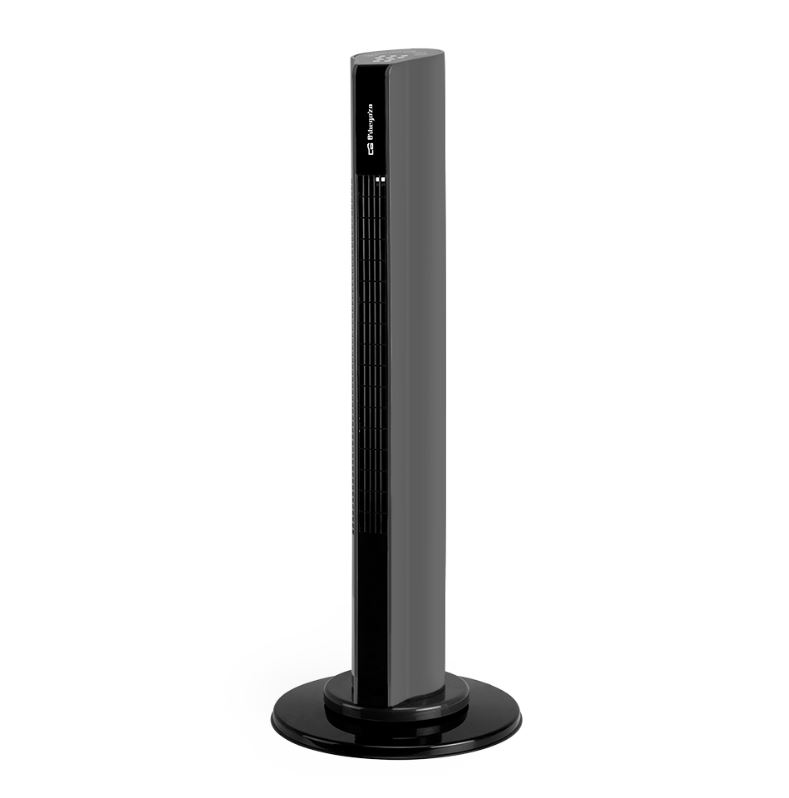 Ventilador Torre Oscilante ccon mando Negro Altura 85cm. 50w 3 Velocidades