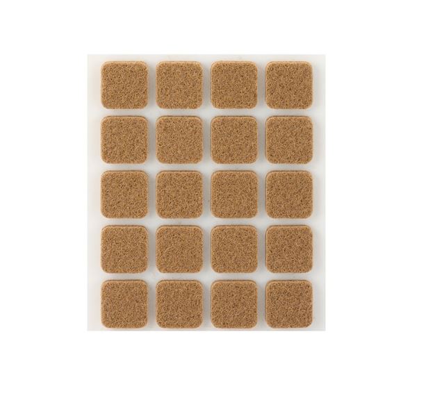 Fieltro Sintético Adhesivo Marrón 3 x 17 x 17 mm. (20u.)