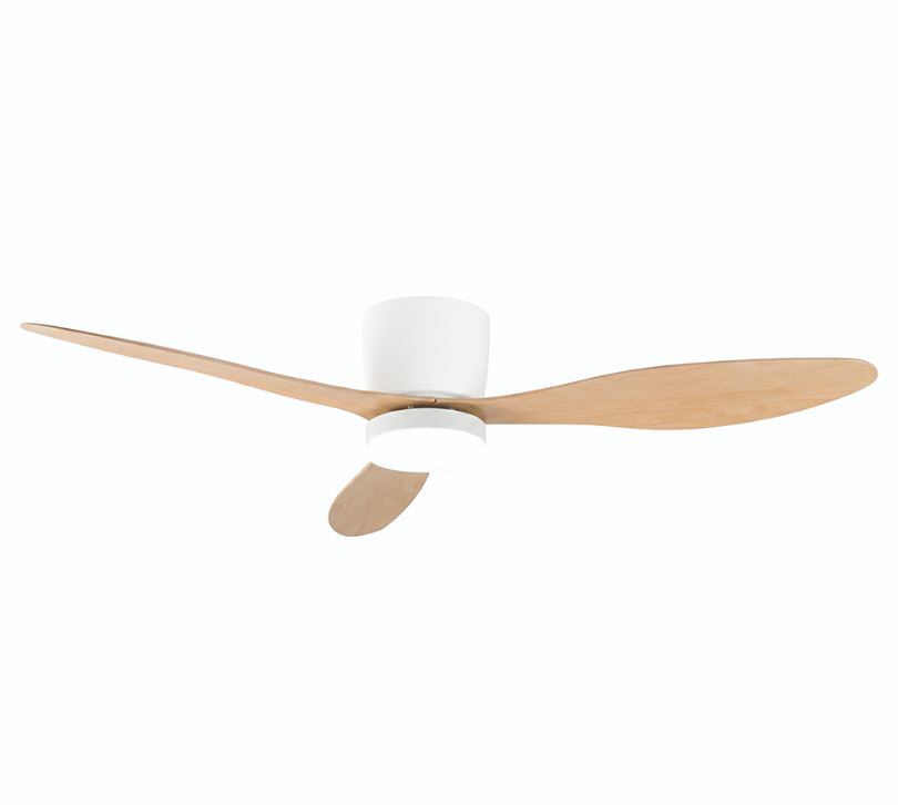 Ventilador Techo con Luz. Madera Natural 30 W. 6 Velocidades 132cm.