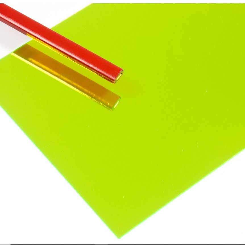 Placa Poliestireno Espejo Verde flúor 2000x1000x1mm.