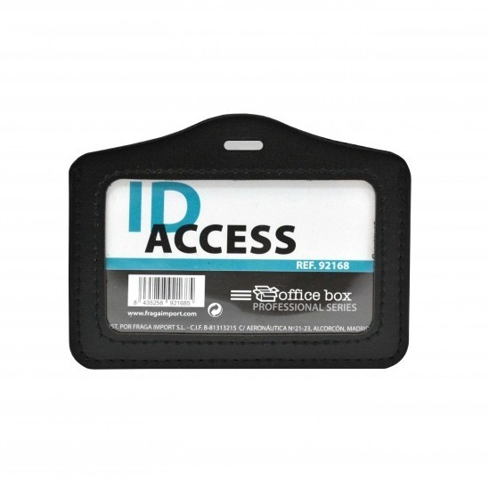 Identificador Piel Horizontal Negro 110x71mm. sin Pinza