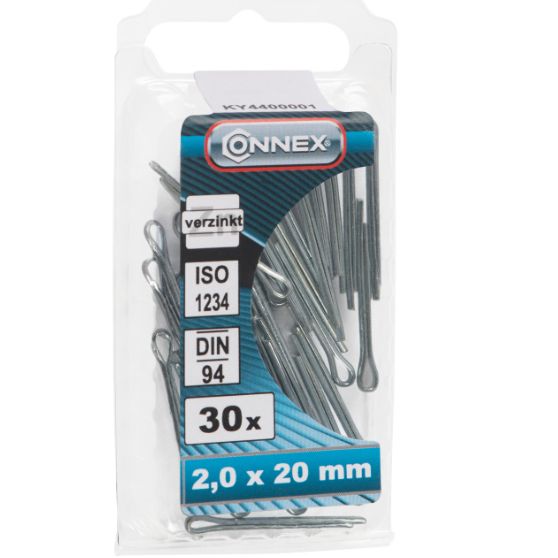 Pasador zincado 2,0 x 20 mm / norma DIN 94 - (30 U.)