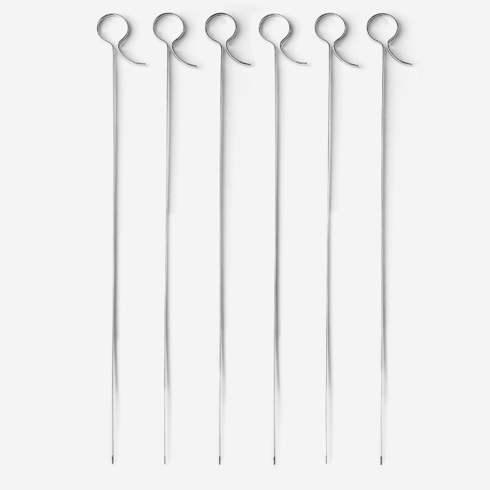 Set 6 Brochetas planas de Acero Inoxidable