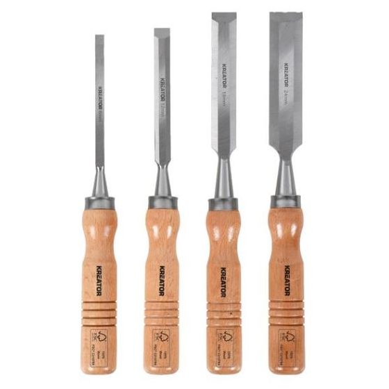 Juego Formones Mango Madera Acero Carbono 6/12/18/24mm (4u.)