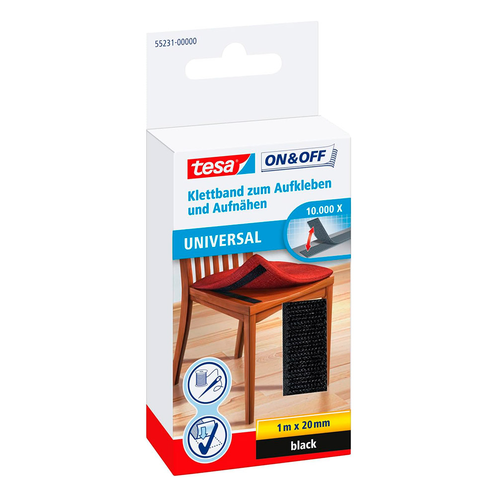 Cinta Cierre Coser/Pegar 20 mm x 1 m Negro