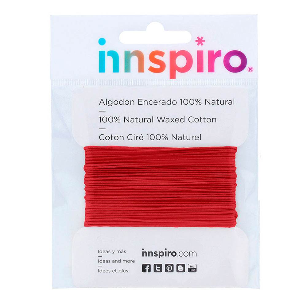 Cordón Algodón Encerado Fino Rojo 1,5mm. 5m. 220216