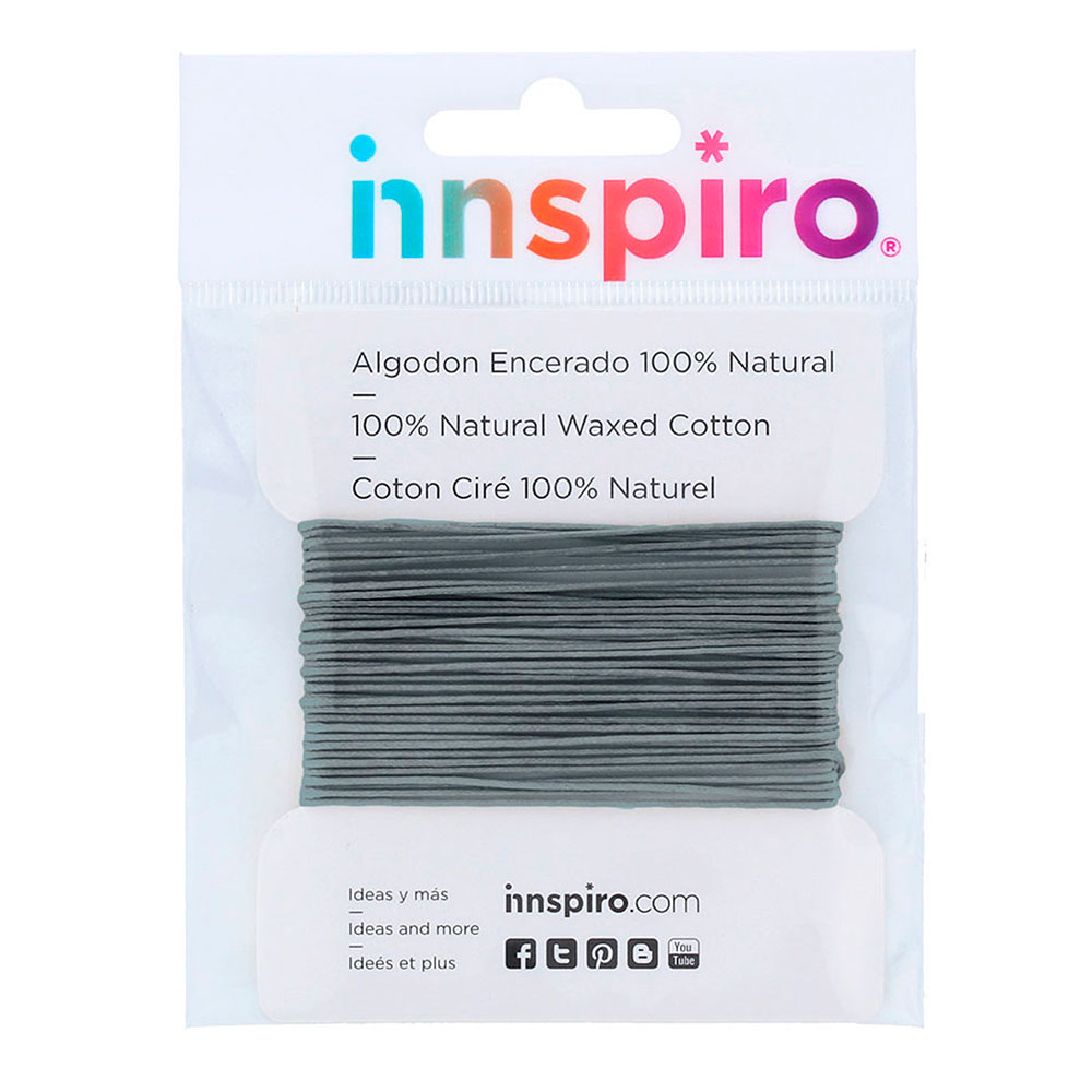 Cordón Algodón Encerado Fino Verde Gris 1,5mm. 5m. 220214