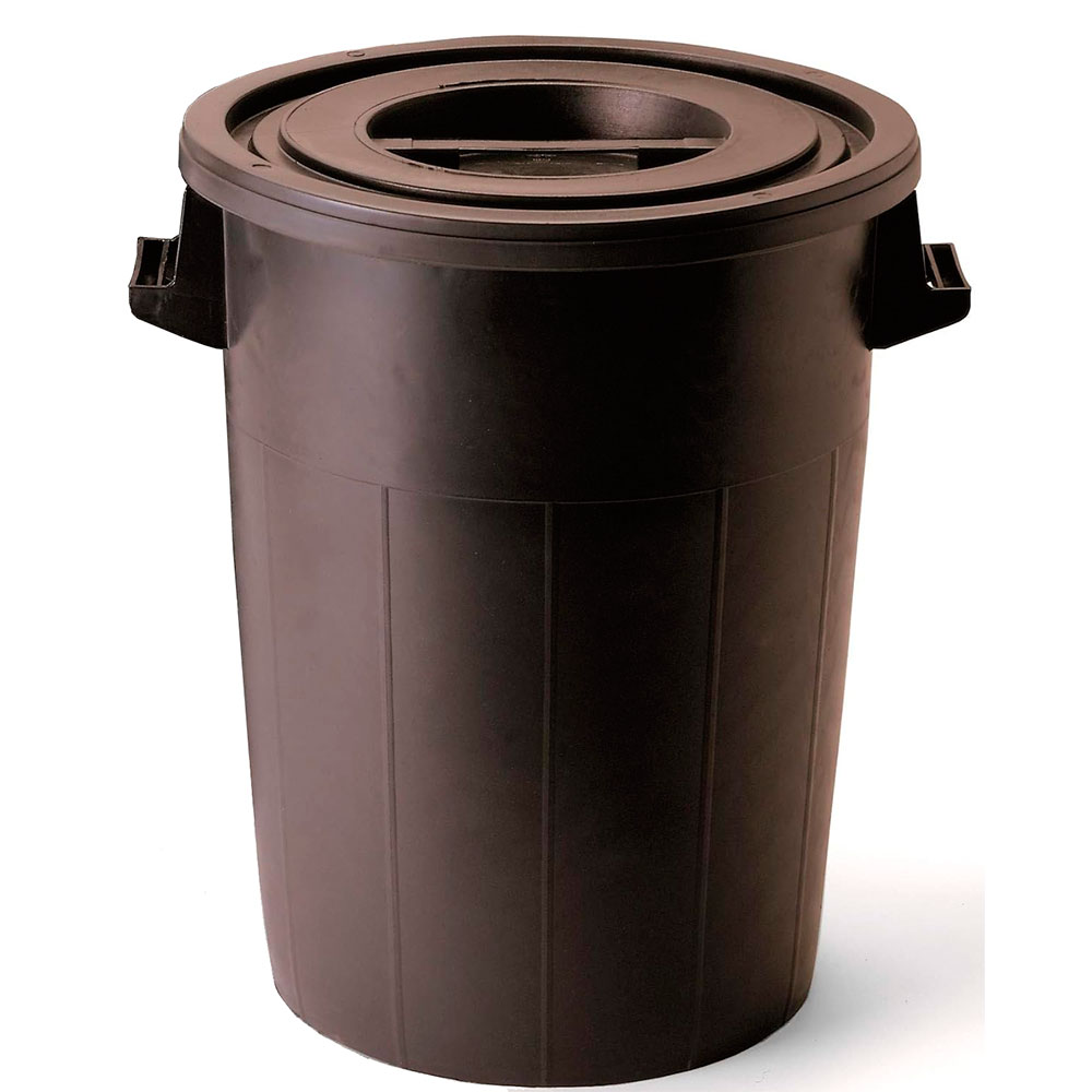 AVLA Cubo de basura de 2 litros, papelera de metal con tapa de madera,  contenedor de basura con pedal redondo con cubo de revestimiento, cubo de