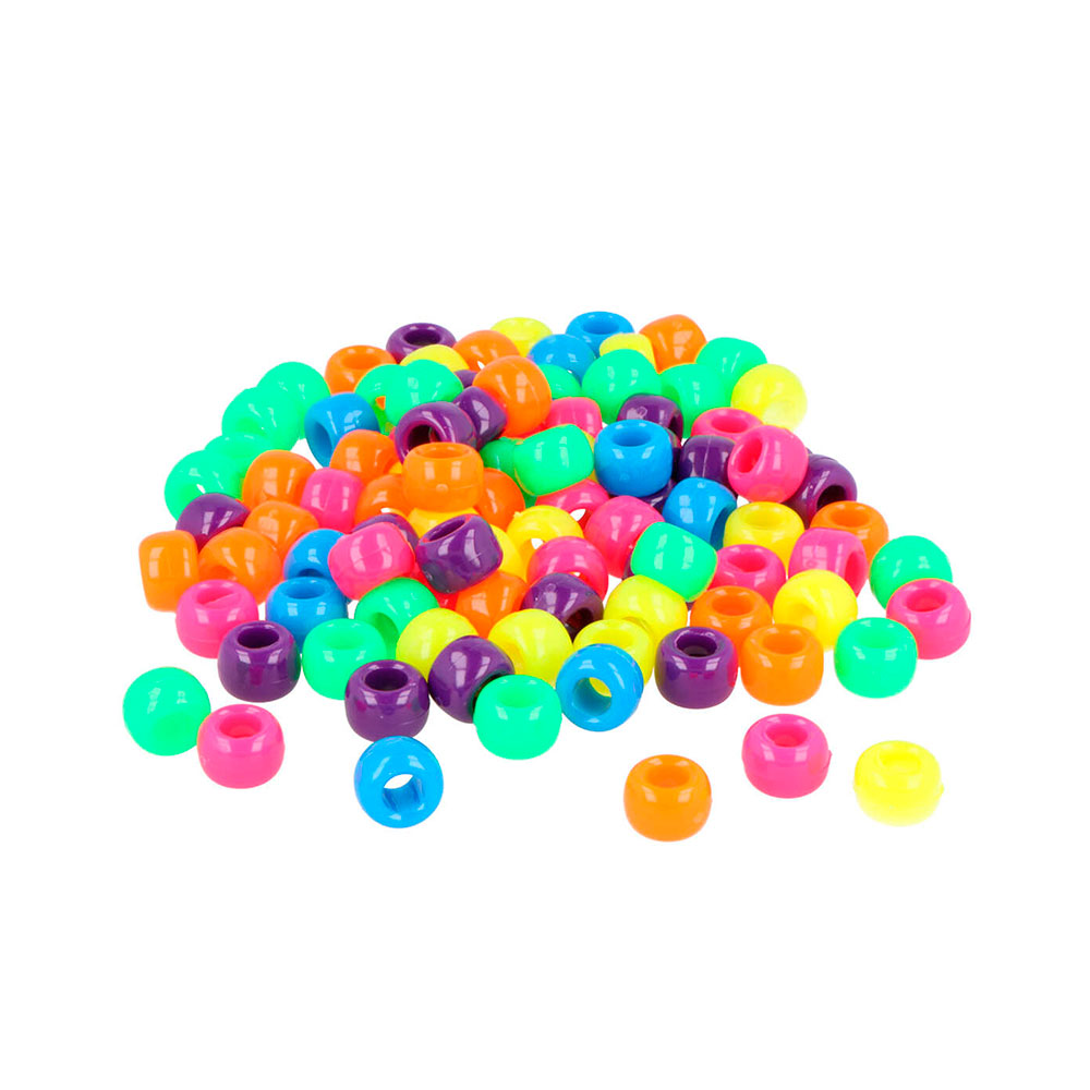 Bote Cuentas Pl, Grosella C/A Multic. Neón 9-4mm. 400u. +- E3701-MNE