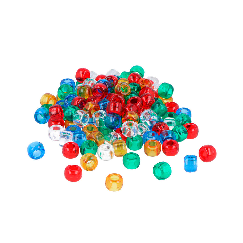 Bote Cuentas Pl Grosella C/Aguj Multic Transp 9-4mm. 400u +- E3701MT