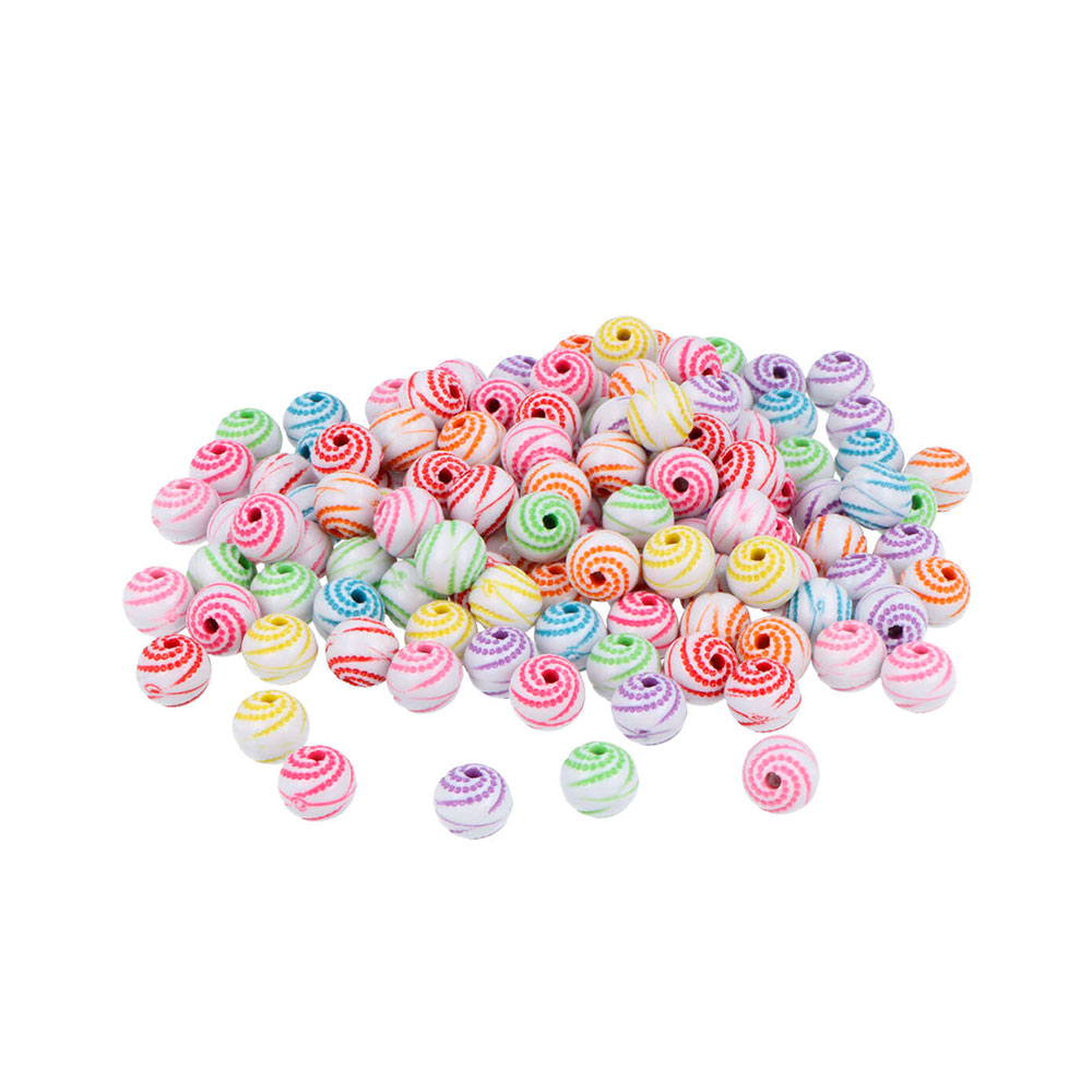 Cuentas Plást Redondas Espirales Mul Opaco 8mm 500u Int 1,5mm