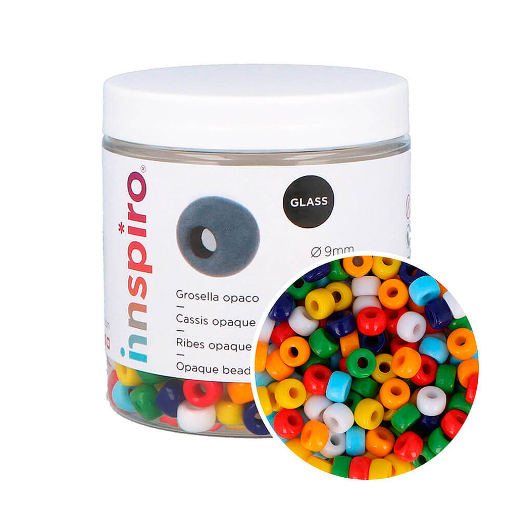 Bote Cuentas Grosellas Vidrio Multic. Opaco 9mm. 250gr. +- MIX-N-8B250