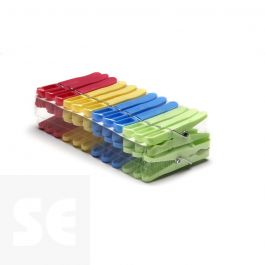 Household Essentials Pinzas de plástico para ropa, azul/verde/amarillo y  rojo, bolsa de 24