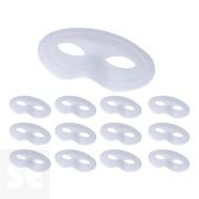 12 Antifaces Pvc Folcado Blanco 17x9,5cm.