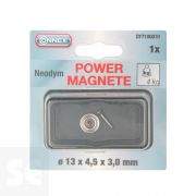 Imán Neodimio con Agujero Redondo 13x4,5x3 mm . Fuerza 4 kg (1u.)