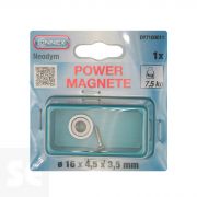 Imán Neodimio con Agujero Redondo 16x4,5x3,5 mm - Fuerza 7,5 kg (1u.)