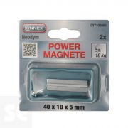 Imán Neodimio rectangular 40x10x5 mm Fuerza 18 kg (2u.)