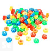 Cuentas 14861 Poliméricas Flores 5 Modelos de 10mm 100u.