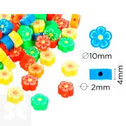 Cuentas 14861 Poliméricas Flores 5 Modelos de 10mm 100u.