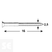 Tornillos para Madera 2,5x16mm. Pozidrip Pz Cabeza Avellanada Din 7997 Latón (30u.)
