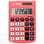 Calculadora Pocket 8 Dígitos Roja Funda